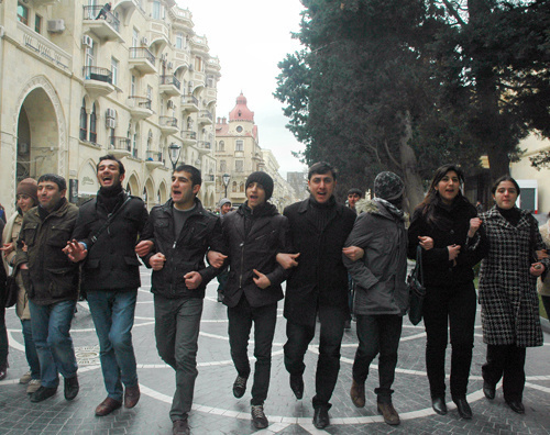 Youth action "Great People's Day" in central Baku, in Nizami (Trade) Street, March 11, 2011. Photo by the "Caucasian Knot"
