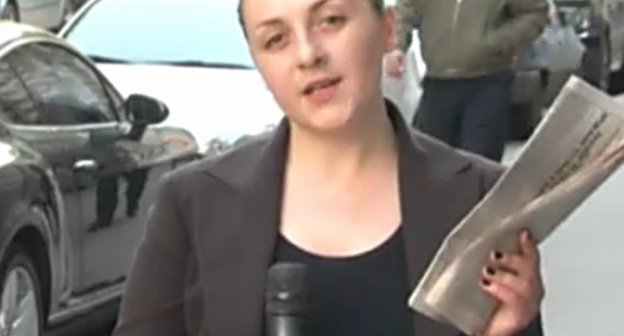 Natiya Poladashvili, own correspondent of the "PIK" TV-Channel in Moscow, May 23, 2011.
Still from video footage of PIK-Channel (www.pik.tv)
