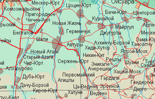 Shali District. Source: www.mirkart.ru Shali District. Source: www.mirkart.ru