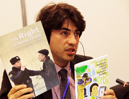 Emin Guseinov at the international conference "Human Rights and Internet 
 Management Are Inseparable", Baku, November 5, 2012. Courtesy of the www.irfs.az
