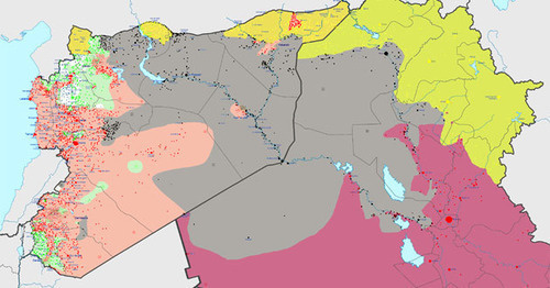 Territory under control of the "Islamic State" (grey colour), as of February 23, 2015. Photo: Haghal Jagul https://ru.wikipedia.org"