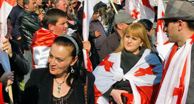 The participants of the rally of the "United National Movement" (UNM) Party. Tbilisi, March 21, 2015. Photo by Beslan Kmuzov for the "Caucasian Knot"