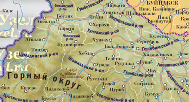 The map of the Gorny district of Dagestan. A fragment of the map of the "Caucasian Knot", http://dagestan.kavkaz-uzel.ru/articles/235920/