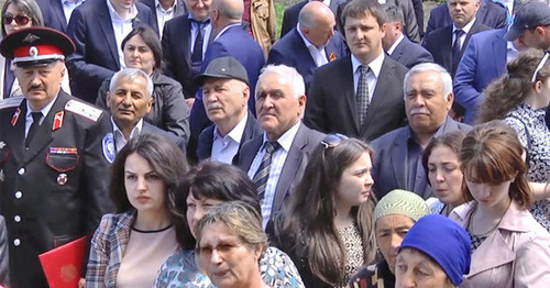 The participants of the rally-concert dedicated to the 58th anniversary of the return of the Karachay people from exile. Cherkessk, May 3, 2015. Photo http://www.riakchr.ru/v-karachaevske-proshel-torzhestvennyj-miting-posvyashchennyj-dnyu-vozrozhdeniya-karachaevskogo-naroda/ The participants of the rally-concert dedicated to the 58th anniversary of the return of the Karachay people from exile. Cherkessk, May 3, 2015. Photo http://www.riakchr.ru/v-karachaevske-proshel-torzhestvennyj-miting-posvyashchennyj-dnyu-vozrozhdeniya-karachaevskogo-naroda/
