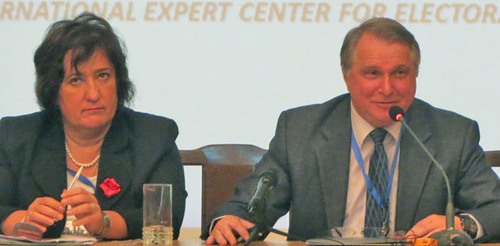 Aleksand Tsinker, the President of the International expert Centre for Electoral Systems (ICES) (in the centre) in Stepanakert. Nagorno-Karabakh. May 4, 2015. Photo by Alvard Grigoryan for the "Caucasian Knot"