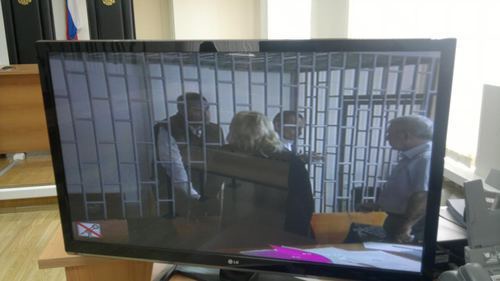Broadcasting of court hearings in the case against Nikolai Karpyuk and Stanislav Klykh. Photo by Murad Muradov for the ‘Caucasian Knot’. Broadcasting of court hearings in the case against Nikolai Karpyuk and Stanislav Klykh. Photo by Murad Muradov for the ‘Caucasian Knot’.