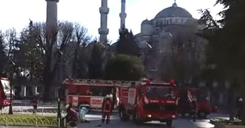 At the spot of Istanbul terror act. January 12, 2016. Screenshot of a video by the user GASP ! HOLLYWOOD https://www.youtube.com/watch?v=WKqsymCTPyU" title=
