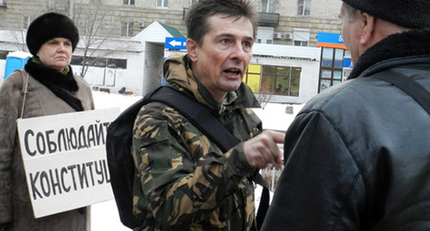 Participant of Volgograd picket, January 31, 2016. Photo by Tatiana Filimonova for the ‘Caucasian Knot’. Participant of Volgograd picket, January 31, 2016. Photo by Tatiana Filimonova for the ‘Caucasian Knot’.