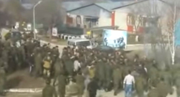 A fight in the territory of a military unit in the village of Borzoi. February 25, 2016. Screenshot of a video by the user Nadezhda Ivanova https://www.youtube.com/watch?v=2R9tW9YkqbE&amp;feature=youtu.be