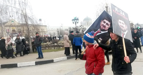 Rally in support of Ramzan Kadyrov, Grozny, January 22, 2016. Photo by the ‘Caucasian Knot’ correspondent. Rally in support of Ramzan Kadyrov, Grozny, January 22, 2016. Photo by the ‘Caucasian Knot’ correspondent.