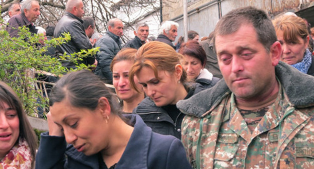 The funeral of the 12-year-old boy, who died on April 2 in the village of Zoravan, Martuni District of the NKR. April 4, 2016. Photo by Alvard Grigoryan for the "Caucasian Knot" The funeral of the 12-year-old boy, who died on April 2 in the village of Zoravan, Martuni District of the NKR. April 4, 2016. Photo by Alvard Grigoryan for the "Caucasian Knot"