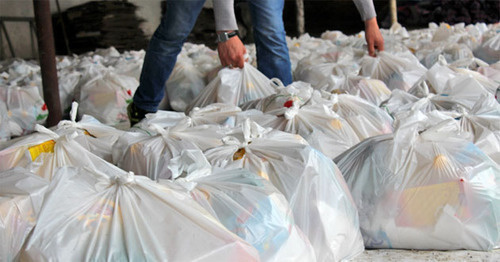Bags with charity food stuff, Ingushetia, April 29, 2016. Photo by Magomed Tachiyev. 