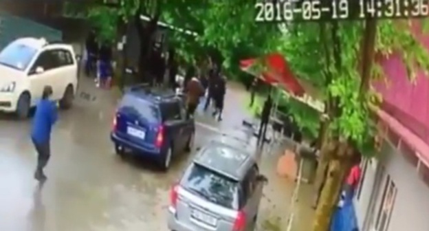 Screenshot of a video record of Giga Otkhozoriya's murder caught on surveillance cameras, YouTube.com Screenshot of a video record of Giga Otkhozoriya's murder caught on surveillance cameras, YouTube.com