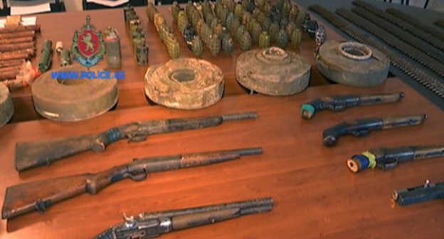 Weapons and ammunition delivered by residents of Samtskhe-Javakheti. Screenshot of the video posted by the Georgian Ministry of Internal Affairs, Police.ge Weapons and ammunition delivered by residents of Samtskhe-Javakheti. Screenshot of the video posted by the Georgian Ministry of Internal Affairs, Police.ge