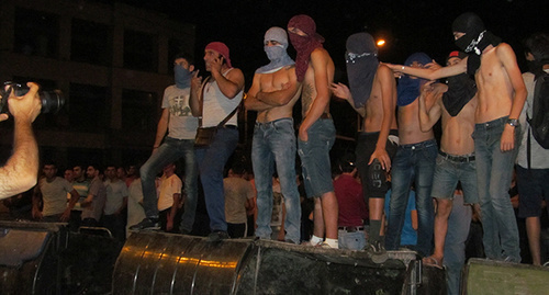 Participants of clashes between protesters and policemen, Yerevan, July 19, 2016. Photo by Tigran Petrosyan for the ‘Caucasian Knot’. 