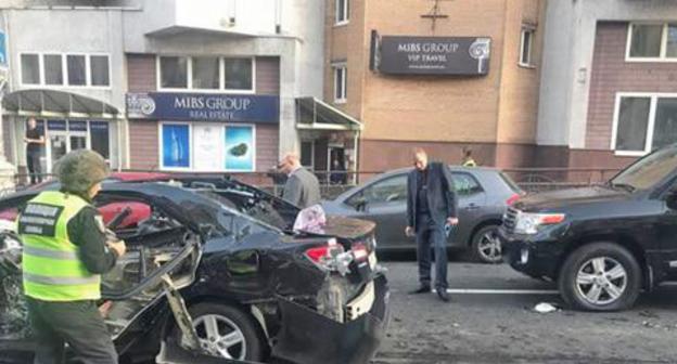 At the site where Timur Makhauri was killed in a car explosion, Kiev, September 8, 2017. Photo: RFE/RL At the site where Timur Makhauri was killed in a car explosion, Kiev, September 8, 2017. Photo: RFE/RL