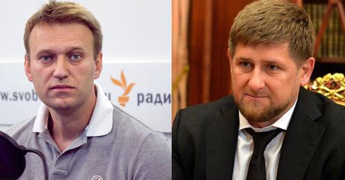 Alexei Navalny and Ramzan Kadyrov. Collage by the "Caucasian Knot". Photo: RFE/RL, https://ru.wikipedia.org Alexei Navalny and Ramzan Kadyrov. Collage by the "Caucasian Knot". Photo: RFE/RL, https://ru.wikipedia.org
