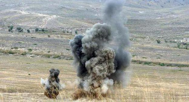 Explosion. Photo: press service of the Ministry of Defence of Nagorno-Karabakh, http://nkrmil.am/gallery/photos/view/18 Explosion. Photo: press service of the Ministry of Defence of Nagorno-Karabakh, http://nkrmil.am/gallery/photos/view/18