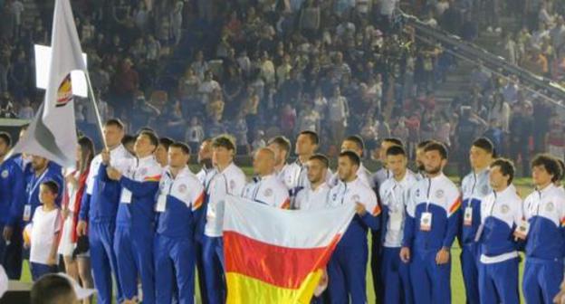 The team of South Ossetia at the opening of the ConIFA Championship in Stepanakert. Photo by Alvard Grigoryan for the "Caucasian Knot"
