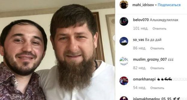 Makha Idrisov (on the left) and Ramzan Kadyrov. Photo: instagram.com/mahi_idrisov  https://www.instagram.com/p/BZ3EbGGhY67/