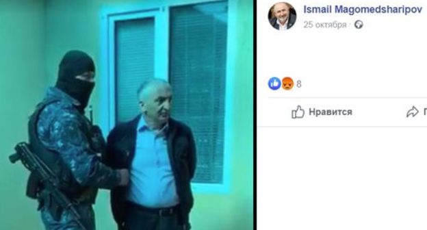 Sharip Magomedsharipov with a security escort. Photo: screenshot of the post on Ismail Magomedsharipov's page on Facebook 
https://www.facebook.com/ismail.magomedsharipov.7/posts/2397667787169177