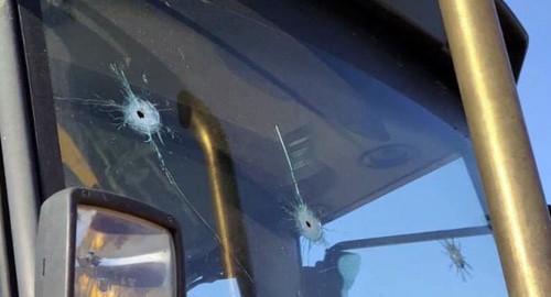 Traces of shelling an excavator near a village in the Askeran District of Nagorno-Karabakh. Photo from the official Facebook page of the Ombudsperson of Nagorno-Karabakh
https://www.facebook.com/photo?fbid=3721095241353196&amp;set=pcb.3721095814686472