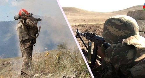 
Servicemen of the Armenian and Azerbaijan Armies. Screenshot: http://www.youtube.com/watch?v=2xhgusqFBYQ, press service of the Azerbaijani MoD: http://www.youtube.com/watch?v=2xhgusqFBYQ
