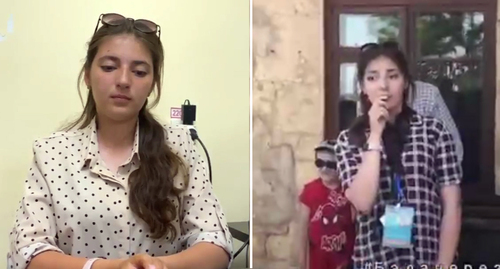 A female guide apologizes for her behaviour, a fragment of the excursion. Image made from video posted at: https://t.me/derbent_museum/1091; https://t.me/askrasul/28547 A female guide apologizes for her behaviour, a fragment of the excursion. Image made from video posted at: https://t.me/derbent_museum/1091; https://t.me/askrasul/28547