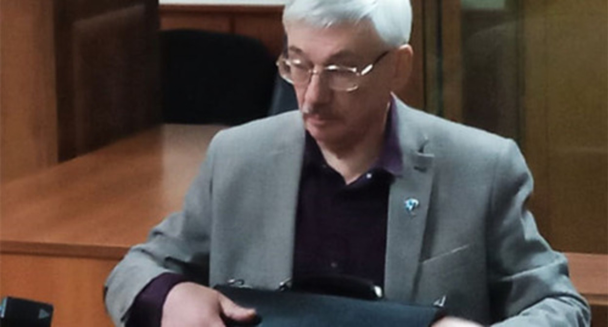 Oleg Orlov in the courtroom. October 11, 2023. Photo by the
"Caucasian Knot" correspondent Oleg Orlov in the courtroom. October 11, 2023. Photo by the
"Caucasian Knot" correspondent