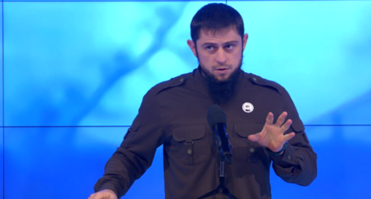 Akhmed Dudaev at a meeting with the refugees from Palestine. Screenshot of the video posted on Akhmed Dudaev's Telegram channel on December 3, 2023 https://t.me/akhmeddudaev/2574 Akhmed Dudaev at a meeting with the refugees from Palestine. Screenshot of the video posted on Akhmed Dudaev's Telegram channel on December 3, 2023 https://t.me/akhmeddudaev/2574
