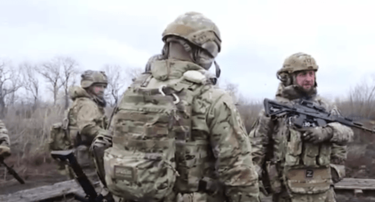 Chechen militaries in a combined military detachment. Screenshot of a video posted by the Grozny TV channel on January 22, 2024, https://t.me/groznytv/21343 Chechen militaries in a combined military detachment. Screenshot of a video posted by the Grozny TV channel on January 22, 2024, https://t.me/groznytv/21343