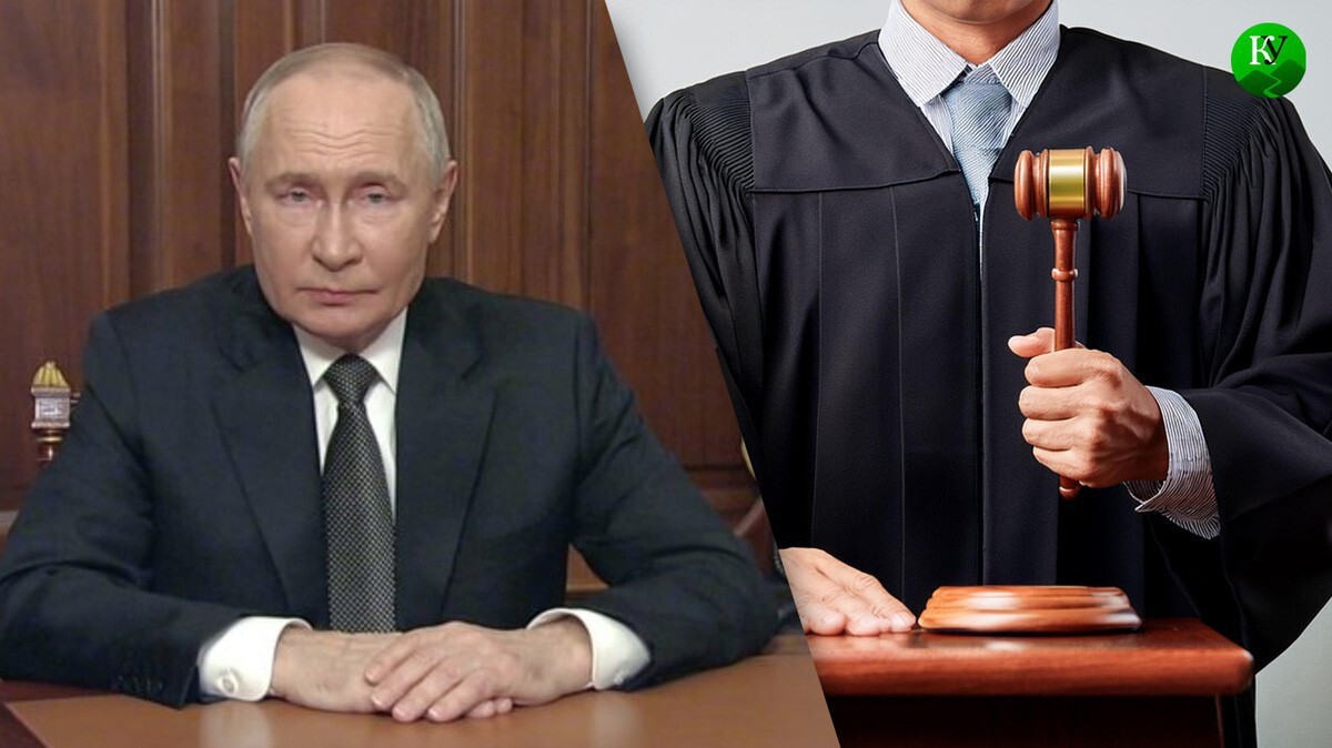 Vladimir Putin and a judge. Collage by the "Caucasian Knot". Photo: screenshot of a video http://www.kremlin.ru/ Vladimir Putin and a judge. Collage by the "Caucasian Knot". Photo: screenshot of a video http://www.kremlin.ru/