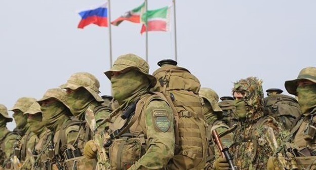 Fighters before the dispatch to Ukraine. Photo: Grozny Inform https://www.grozny-inform.ru/news/society/163553/