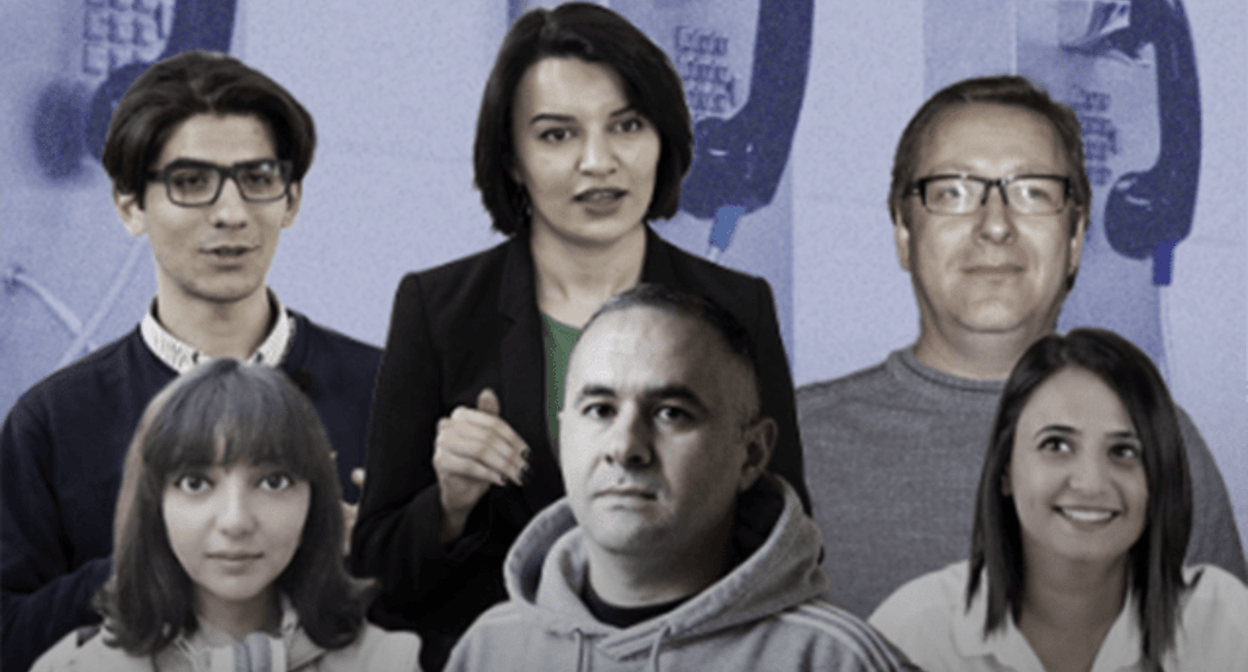 Journalists of the “Abzas Media” outlet. Photo: Musavat https://musavat.com/news/abzas-media-ve-toplum-tv-isinde-yeni-faktlar_1062539.html?d=1