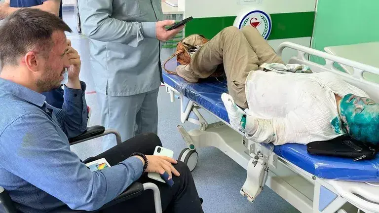 Alexander Nemov and Elena Milashina after being attacked. Photo: “Team Against Torture” / Telegram