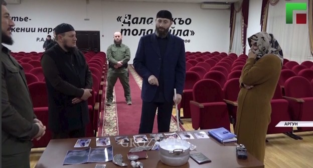 Larisa Zakrailova (left), screenshot of a report https://t.me/groznytv/27828