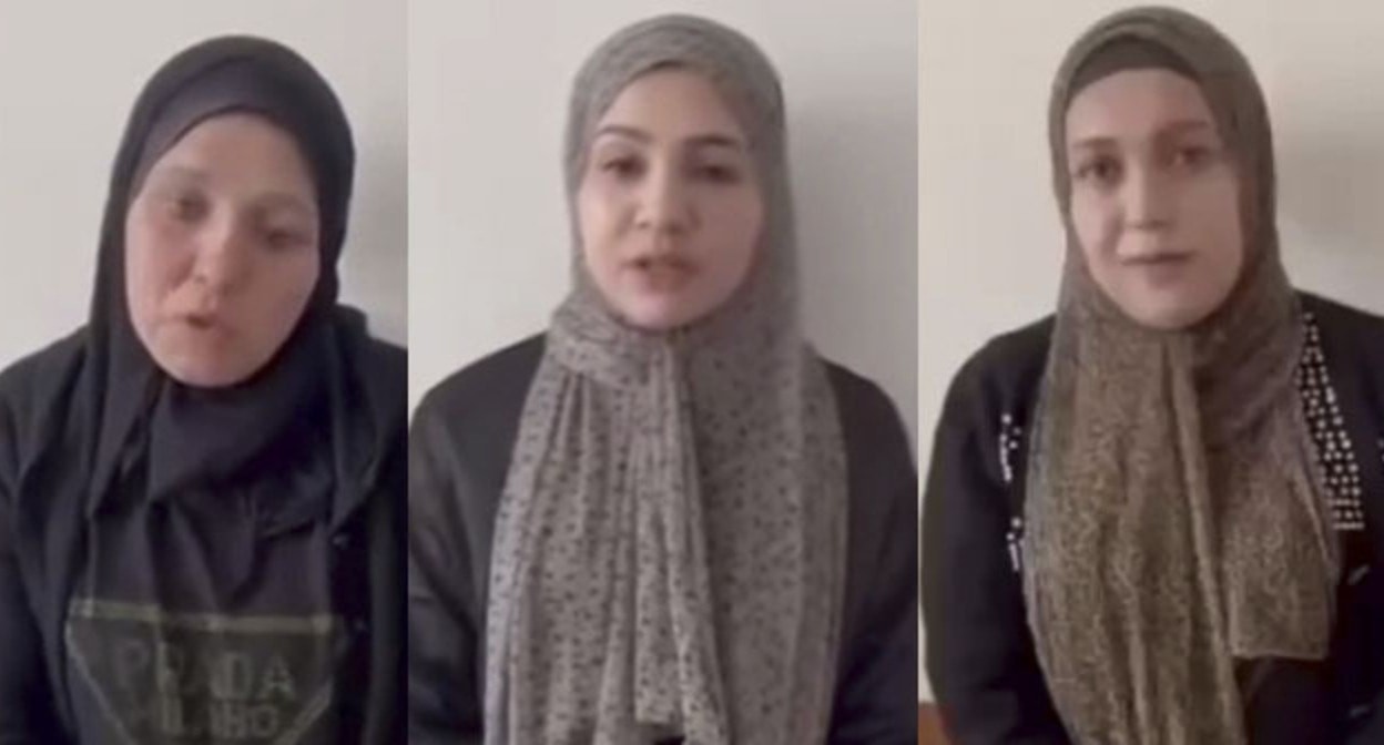 Stavropol women apologized for begging in Ingushetia. April 1, 2025. Screenshot of a video t.me/serdalo_ingushetii/54970