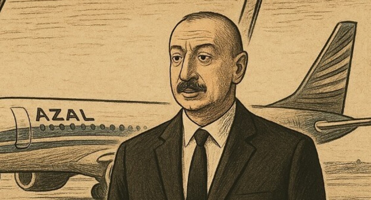 Ilham Aliev and the plane. Illustration created by the “Caucasian Knot” using AI in the Copilot software
Ilham Aliev and the plane. Illustration created by the “Caucasian Knot” using AI in the Copilot software