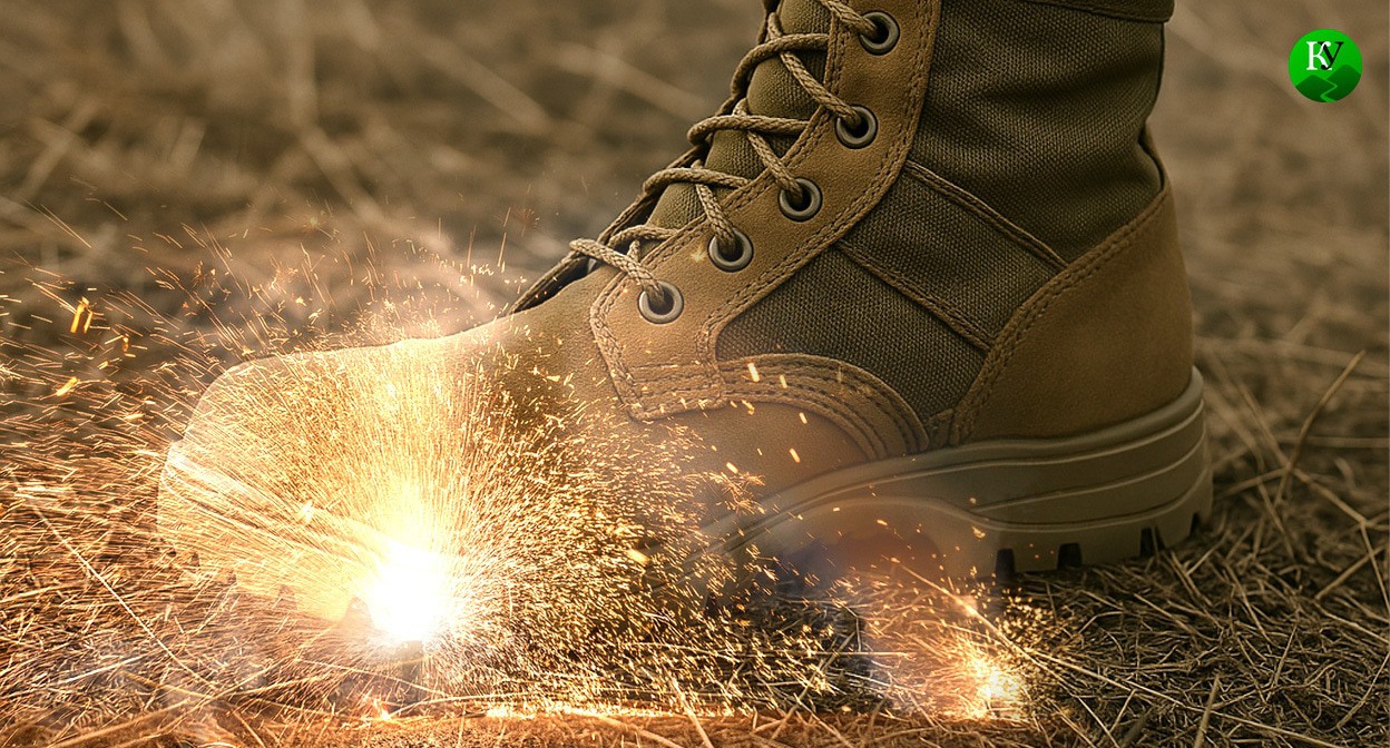 Mine explosion. Illustration created by "Caucasian Knot" with the help of AI in the program Copilot