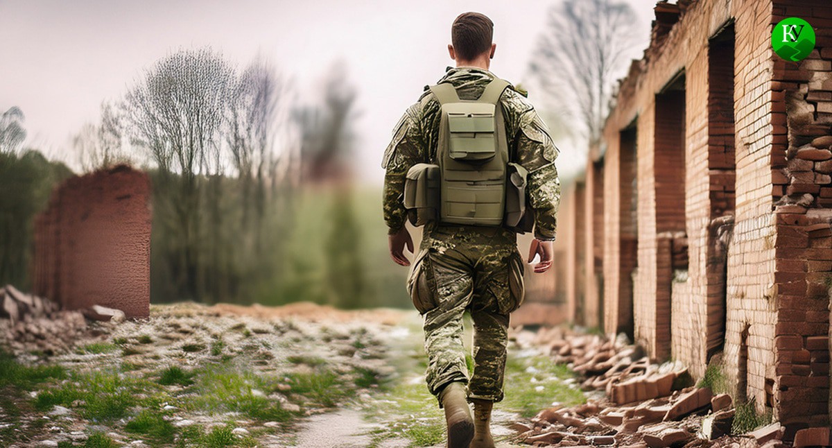 A soldier in the North-East Military District. Illustration created by "Caucasian Knot" using AI in Photoshop