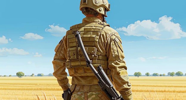 A soldier in the field. Illustration by "Caucasian Knot" created with Copilot