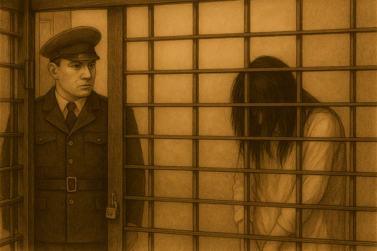 Woman behind bars. Illustration by "Caucasian Knot" created with Copilot