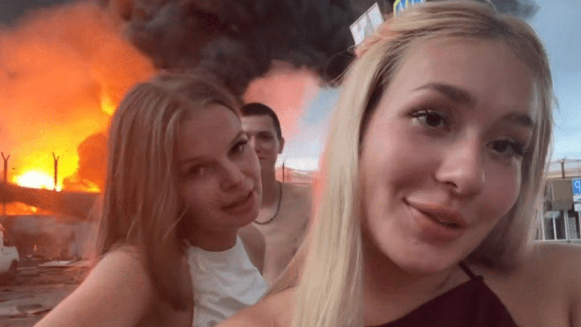 On August 3, 25, Kuban police posted a screenshot from the video against the backdrop of a burning oil depot, https://t.me/mvd_23/12146.