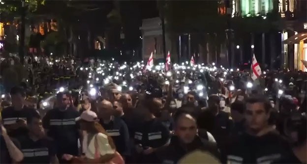 Protest in Tbilisi. September 2, 2025. Screenshot of the video https://t.me/Tbilisi_life/41819