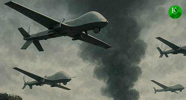 Drones. Illustration of the "Caucasian Knot" created using AI in the Copilot program.