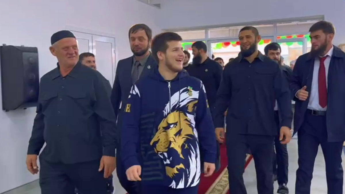 Adam Kadyrov at the opening of the Dustum sports complex named after Adam Kadyrov. Video still by Khamzat Khasanov / Telegram

