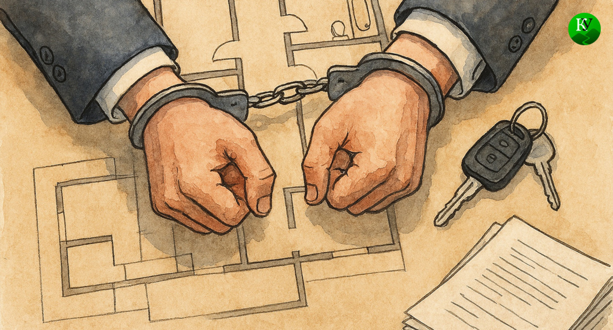 Handcuffed hands. Illustration created by the "Caucasian Knot" using AI in the Copilot program.