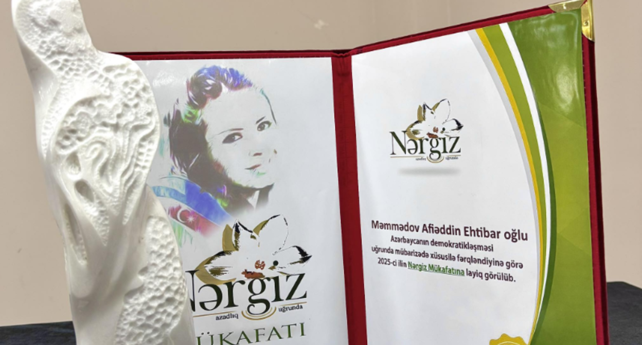 Afiyaddin Mamedov won the Nargiz Prize. Screenshot from Sara Ragimova's Facebook page: https://www.facebook.com/photo?fbid=769316072835910&set=a.111844718583052 (Meta, the company that owns the social network, is banned in Russia).