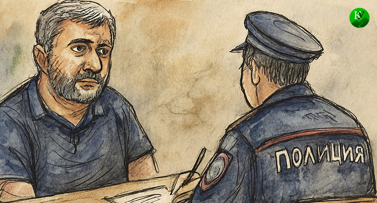 Denis Dzhalaganiya during interrogation. Illustration created by Caucasian Knot using AI in the Copilot program.