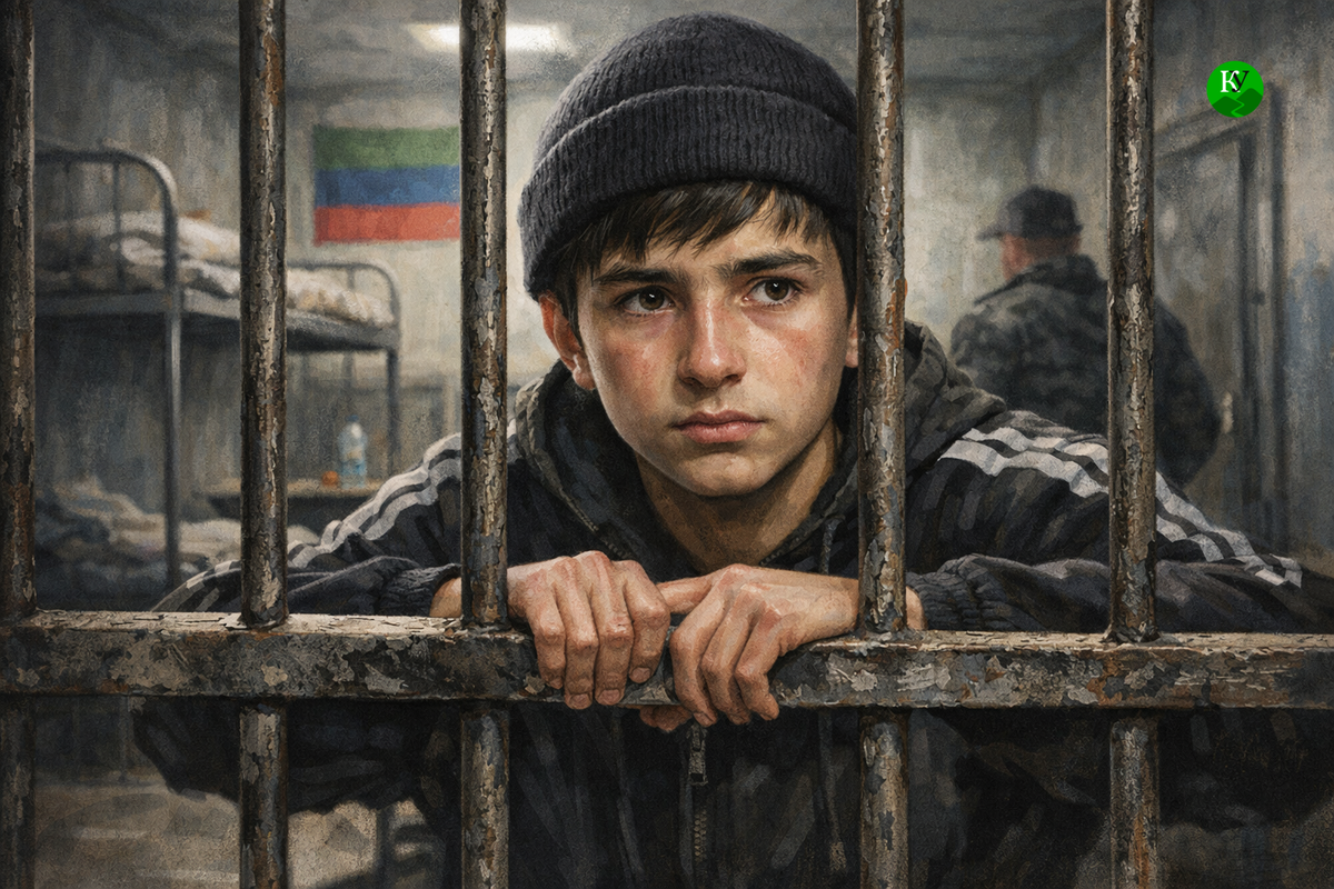 An arrested teenager. Illustration created by Caucasian Knot using AI in ChatGPT.